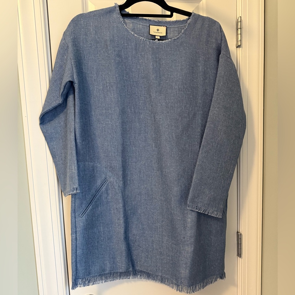 Tuckernuck Blue Linen Blend Shift Dress